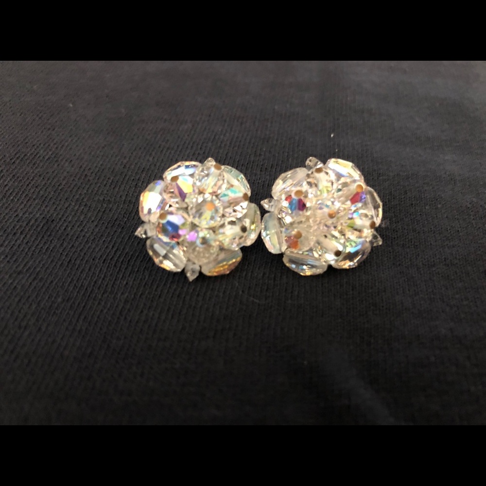Vintage Aurora Borealis Clip Style Earrings
